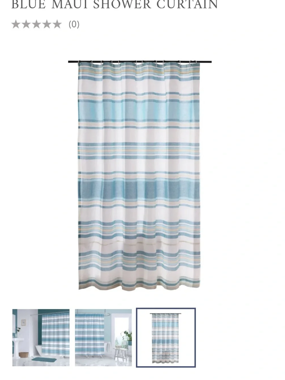 Levtex Home Striped Shower Curtain Panel in Aqua and Cream ( Blue Maui)